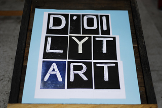 Font, D'OILY TART, the beach, linocut, print, Dungeness